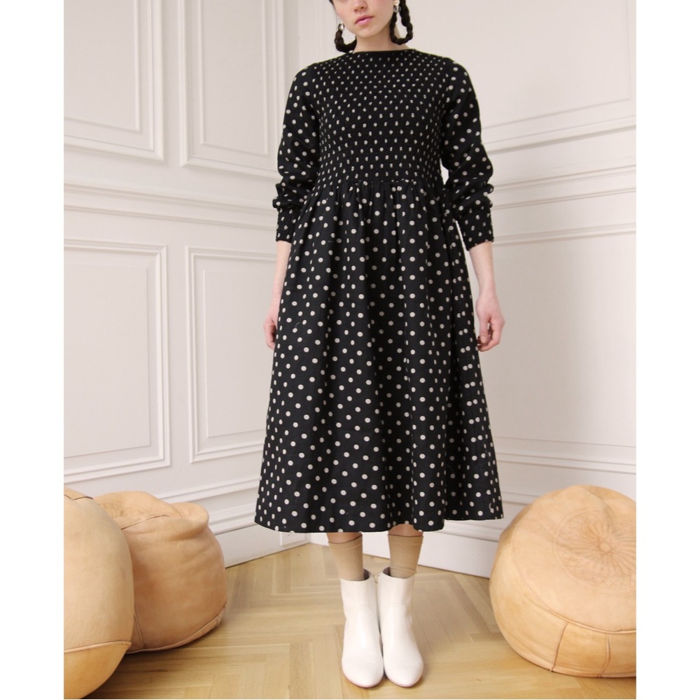 Ajaie Alaie smocking lady midi dress polka dot